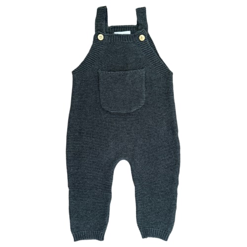 Mebie Baby Charcoal Knit Overalls for Infants and Toddlers: Sizes 0-3 Months to 2 Years