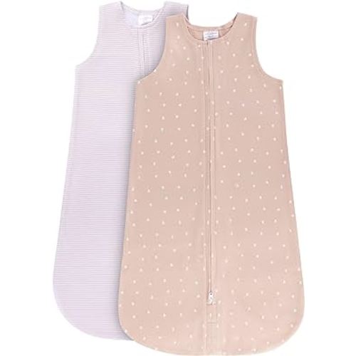 Ely's & Co. 100% Cotton Wearable Blanket Baby Sleep Bag 2 Pack (6-12 Months, Blush)