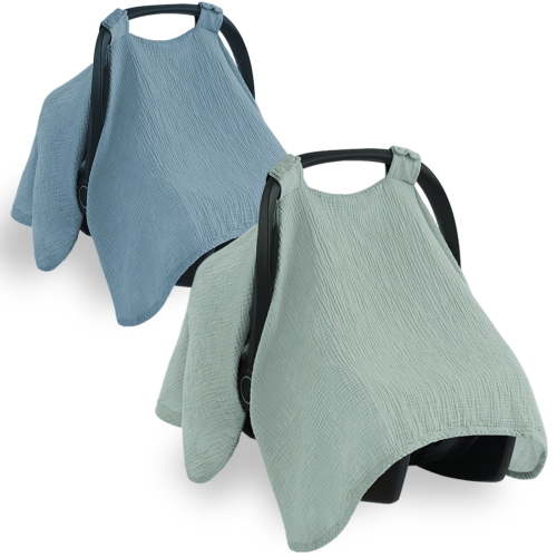 2 Pcs Baby Car Seat Cover Breathable Cotton Baby Carrier Cover Universal Infant Car Seat Canopy for Stroller Outdoor Boy and Girl