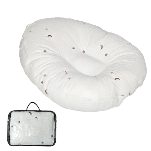 EFELIM Lounge Pillow with Cotton Cover Skin Friendly Multifunctional Floor Pillow with Handle Baby Shower (Golden)