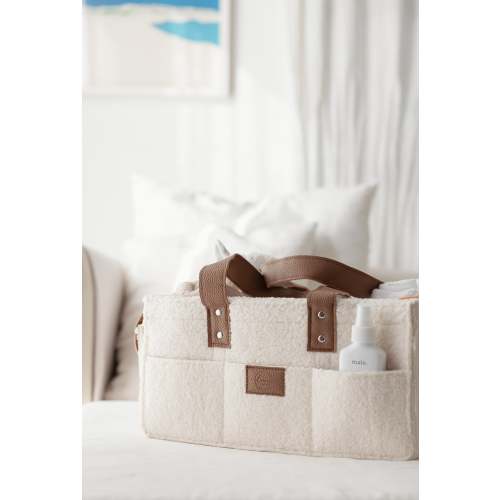 Teddy Nappy Caddy - Snow Tan- Large Side Pocket – Linen Label