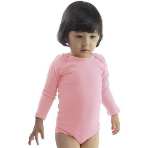 COUVER Unisex Baby Infant Toddler Long Sleeve Lap Shoulder Solid color Bodysuit Onesie