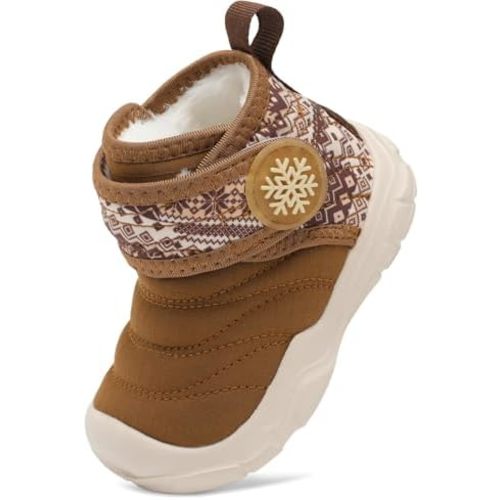 FEETCITY Baby Winter Warm Shoes Cozy Fleece Snow Boots Boys Girls Infant First Walking Shoes Water Resistance Booties