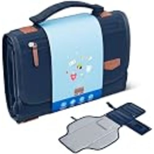 Alatino Portable Diaper Changing Pad, Wipe Clean, Large 25x22,Royal Blue | Cushioned With Built-In Pillow, Waterproof, Lightweight & Compact For Travel, Car & On-The-Go Changes