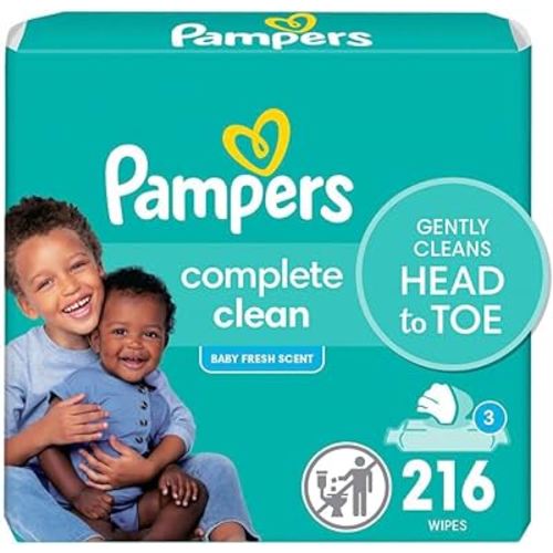 Pampers Complete Clean Baby Wipes - Fresh Scent 3X Pop-Top Packs 216 Count