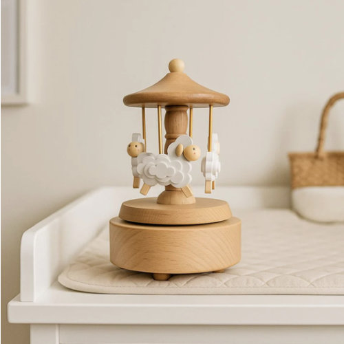 Heirloom Wooden Musical Carousel - Sheep