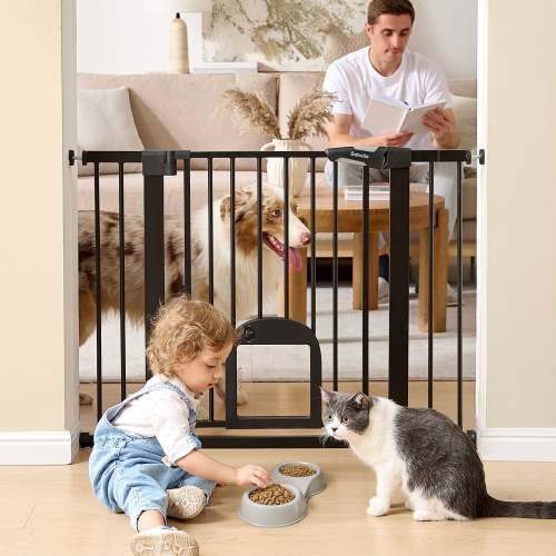 Stylish Baby Gate with Adjustable Acrylic Pet Door | Babelio T7