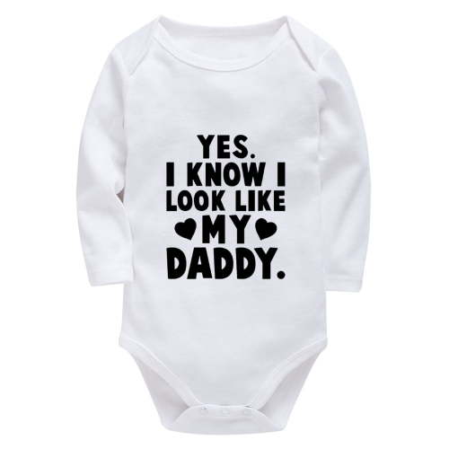 Yes I Know I Look Like My Daddy Gender Neutral Baby Onesie Long Sleeve Baby Boy Outfits Newborn White Baby Onsies3-6 Boy