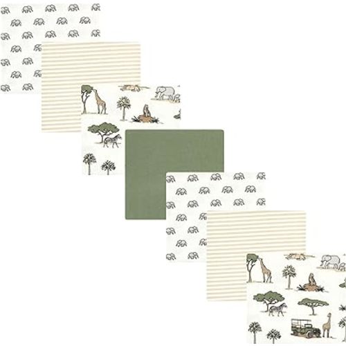 Hudson Baby Unisex Baby Cotton Flannel Receiving Blankets Bundle, Going On Safari, One Size
