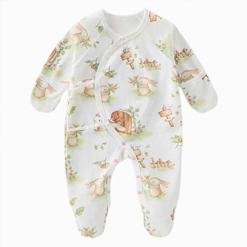 Newborn Newborn Footed Sleeper Gown With Mitten Side Baby Footed Print Infant Play For 0 6 Months One-Piece Footed Romper Newborn Gift