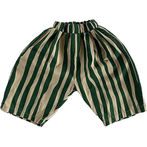 Boys' Cotton Linen Harem Bloomers Pants for Baby Toddler Striped Bloomer Elastic Basic Harem Pants Joggers