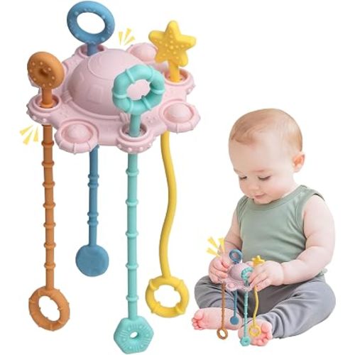 Montessori Pull String Toy Silicone Travel Toy