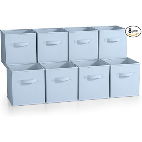 Sorbus Fabric Storage Cubes - 8 Foldable Storage Bins for Organizing Pantry, Cubbies, Toy Box - Clothes Storage & Closet Organizer - 11 Inch Collapsible Cube Baskets for Shelves with Handle