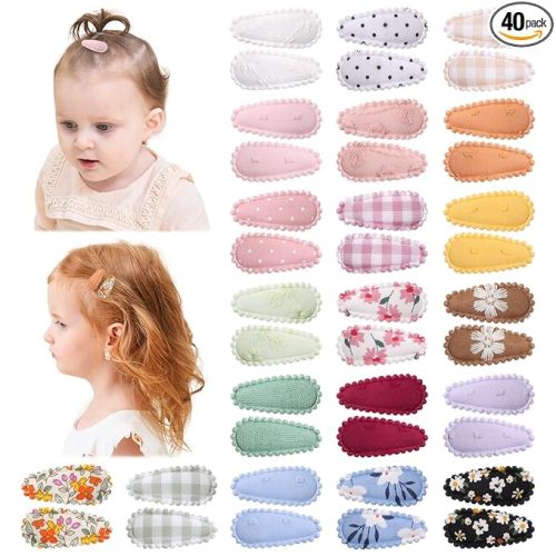40 PCS Cute Toddler Snap Hair Clips with Flower Patterns - 1.5" Mini Hair Barrettes and Accessories for Baby Girls, Infants, Toddlers