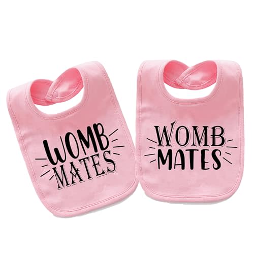AOUYOA Baby Twins Bibs Womb Mates Newborn Baby Bibs Cute Toddler Bibs Set For Unisex Boys Girls