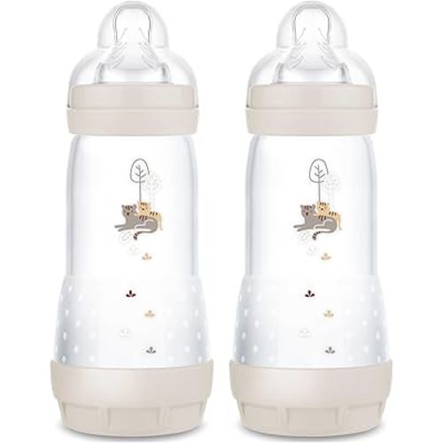 MAM 11oz Easy Start Anti-Colic Baby Bottles, Fast Flow, Breastfeeding-Like Silicone Nipple, Reduces Colic, Gas, & Reflux, Easy-to-Clean, BPA-Free, 4 Plus Months