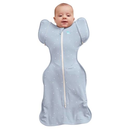 Love to Dream Swaddle Up Transition Bag Original, Arms Up Position, Light and Ultra Breathable Cotton - Sleep Bag - 1.0 TOG - (20-24°C) Ideal for Moderate Temps (Twinkle Powder Blue, Medium, 6–8.5kg)