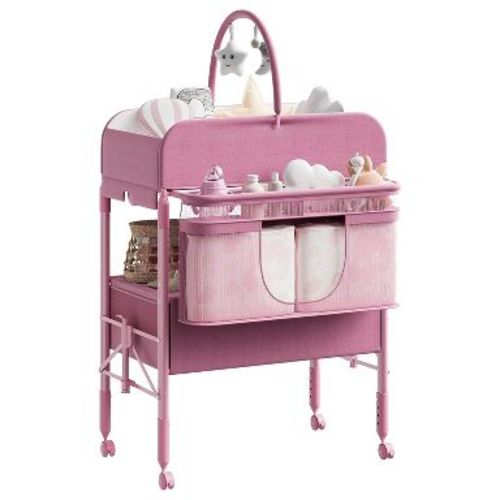 Baby Changing Table, Versatile Folding Changing Table, Waterproof Diaper Changing Station with 2 Drawers, Mobile Nursery for Infant and Newborn