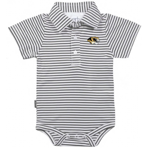 Missouri Tigers CHARCOAL Baby Carson Striped Polo Romper - 91971146