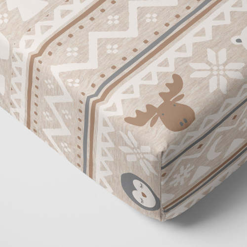 Frosty Fair Isle Fitted Crib Sheet | Little Sleepies