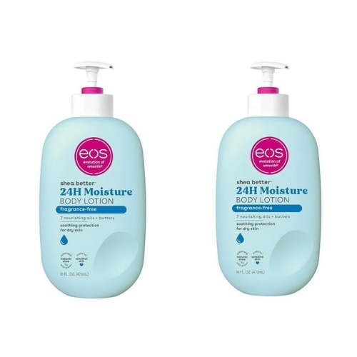 eos Shea Better Body Lotion - Fragrance Free, 24-Hour Hydration Skin Care, 16 fl oz (2 Pack)