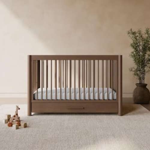 Malta Hazelnut 5-in-1 Convertible Crib with Drawer and Toddler Guardrail