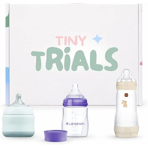Stage 2 Flow Baby Bottle Variety Pack for Breast-to-Bottle Transition Anti-Colic Bottles Featuring MAM, Lansinoh & Babaloo Try It Discovery Box 3 to 6 Months, BPA-Free, Silicone