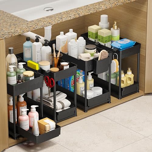 Sevenblue 4-Pack 2-Tier Under Sink Organizer with Pull Out Drawers