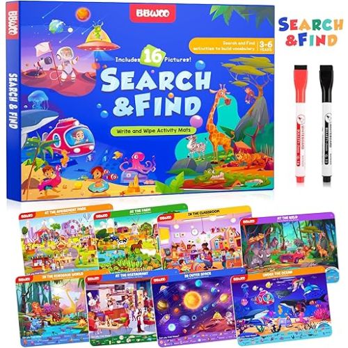 Search and Find Activity Books for Kids Ages 3-5, Toddler Travel Games Toys for Car Airplane, Road Trip Activities for Kids Games 4-8, Preschool Learning Activities, Educational Seek Birthday Gifts