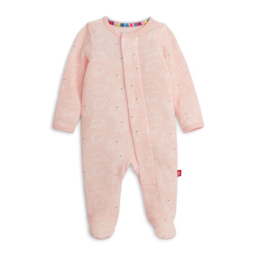 Pink Polaris Waffle Knit Magnetic Closure Footie