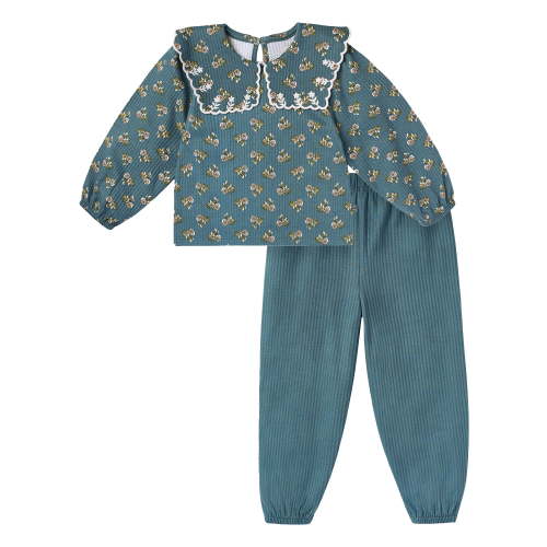 Modern Moments by Gerber Baby and Toddler Girl Collar Top and Pant Set, 2-Piece, Sizes 0/3 Months - 5T