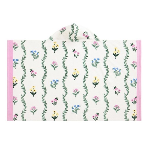 Stripe Floral Kid Beach Hooded Towel UPF 50+
