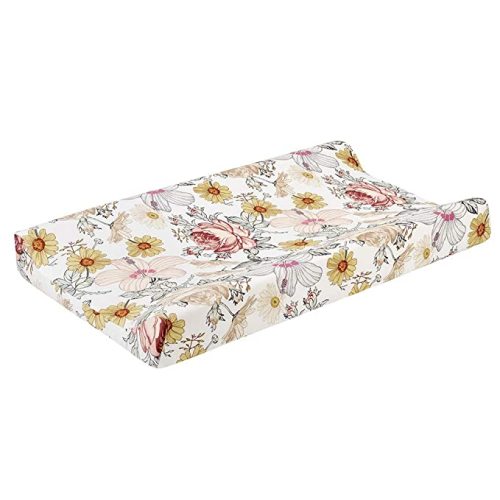Stretchy Changing Pad Cover – Ultra Soft Diaper Changing Pad Table Sheets for Girls Boys Pure Cotton Safe and Snug Cradle Sheets Machine Washable Fit 32"/34'' x 16" Pad (Flower)