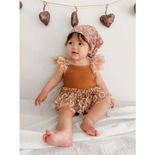 Baby Tulle Romper Bodysuit - Toffee Daisy - Brown – Before & Ever