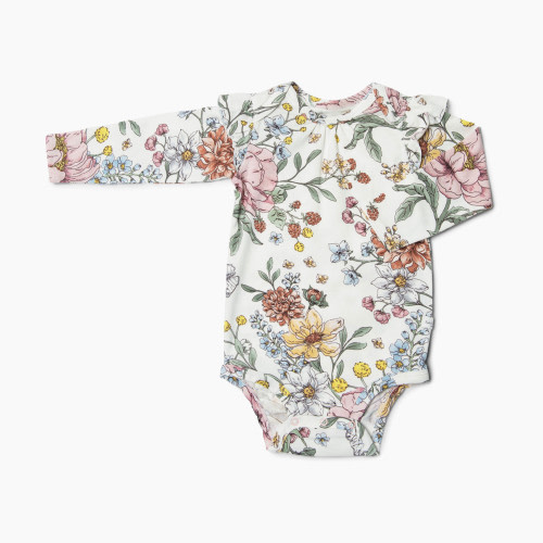 Loulou Lollipop Ruffle Long Sleeve Bodysuit (Tencel) - Secret Garden, 6-12 M