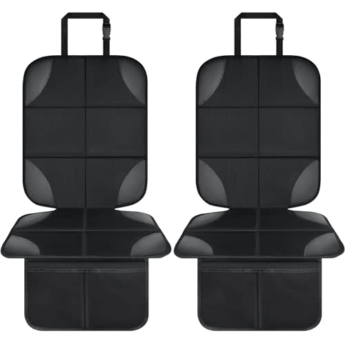 Musclez Car Seat Protectors, Car Seat Covers Waterproof 600D Fabric, Non-Slip Backing & 2 Mesh Pockets Carseat Protector for Baby Child Safety Seats, Pets, Automotive Interior Protection, Pack of 2