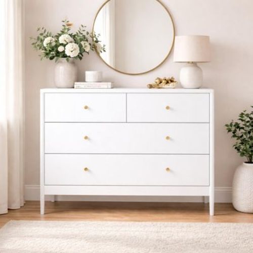 Kids 4-Drawer Dresser, Wooden Storage Cabinet for Nursery or Bedroom, 35.4" Wide, White