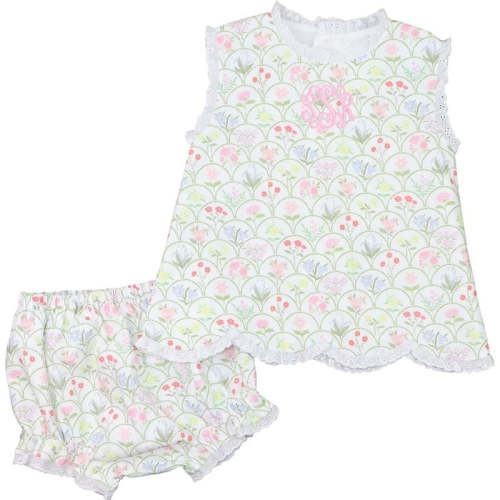 Garden Print Scalloped Diaper Set