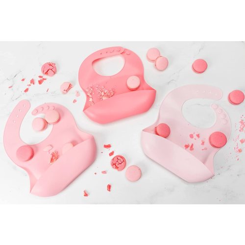 Silicone Baby Bibs Infant Toddler Feeding | Muted Pink Multi Set Pack Of 3 | Waterproof, Durable, Adjustable, Soft!…
