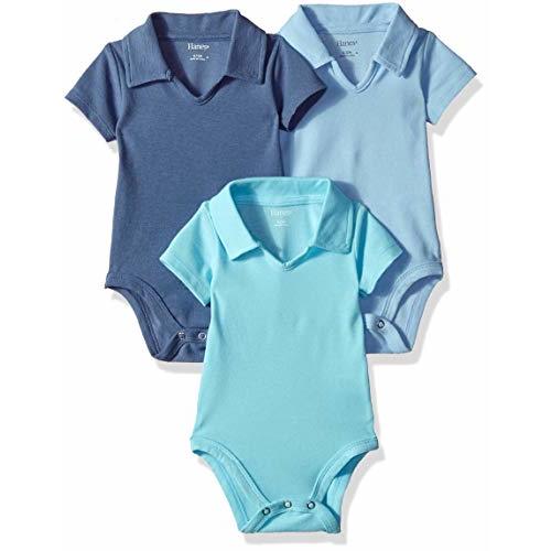 Hanes unisex-baby Ultimate Baby Flexy 3 Pack Short Sleeve Polo Bodysuits