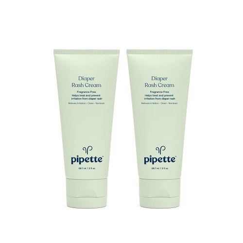 Pipette Baby Diaper Rash Cream and Daily Protective Balm, Fragrance-Free Baby Butt Cream, Made with Non-Nano Zinc Oxide, 3 fl oz (2 Pack)
