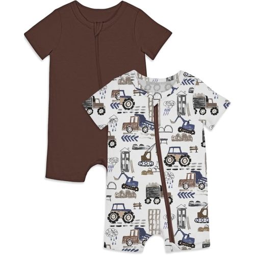 Jimonda Baby Rompers Cotton Baby Boys Baby Girls Short Sleeve Sleepers Pjs Two Way Zipper One-piece Neutral Sleep and Play