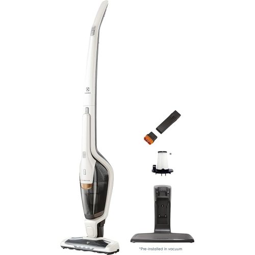 Electrolux Ergorapido Cordless 2-in-1 Vacuum Cleaner with High Suction Power and 180-Degree EasySteer Mobility, 48-Minute Run Time, 2 Power Modes, Satin White