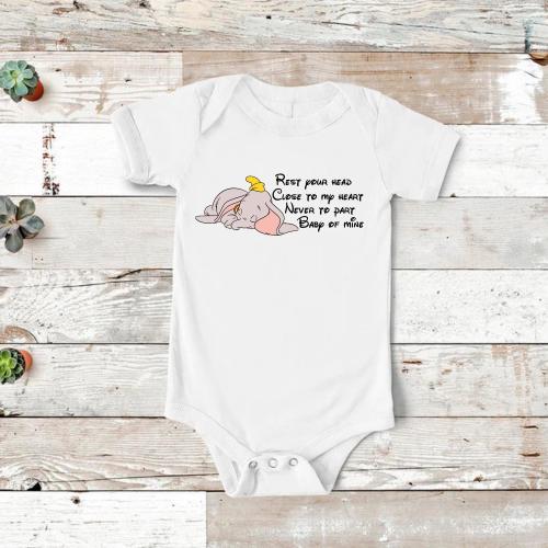 Sleeping Dumbo Baby Shirt: "Rest Your Head" Lullaby, New Mom Gift