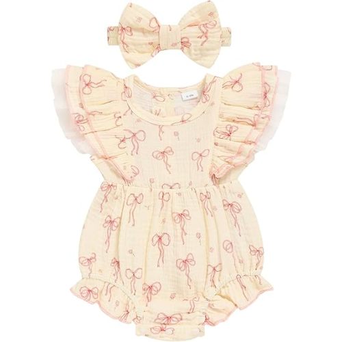TITKKOP Ruffle Bubble Romper for Baby Girl | One-Piece Shorts Jumpsuit | Summer Outfit & Dress for Infants 0-18M