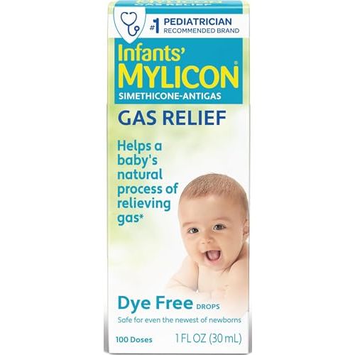 MYLICON Gas Relief Drops for Infants and Babies, Dye Free Formula, 1 Fl Oz. | Gentle simethicone drops relieve infant gas & discomfort · Safe for newborns · help baby to naturally relieve gas