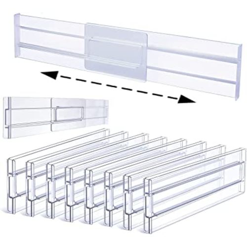 Yipaga 10 Pack Drawer Dividers Organizers, Adjustable Kitchen Drawer Organizer, Clear Plastic Drawers Separators for Clothing, Kitchen Utensils and Office Storage