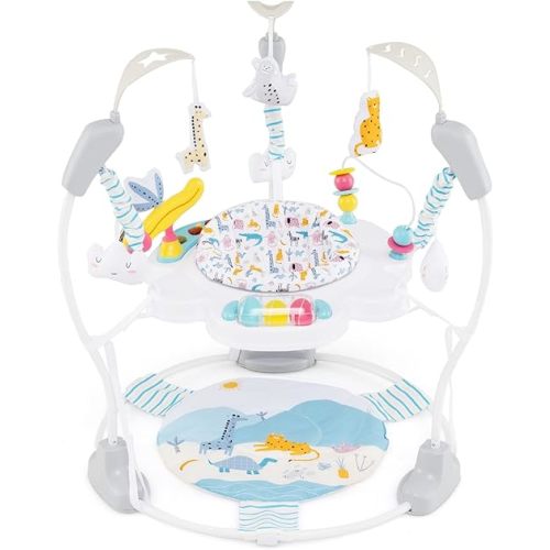 INFANS Baby Activity Center, 3 in 1 Play Center Jumpers and Bouncers with Music, Lights, Interactive Toys, 360°Rotating Seat, 3 Adjustable Heights, Exersaucer Learning Toys for Baby 6-12 Months (Blue)