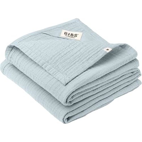 Bibs Cuddle Cloth | 2-Pack of 100% Organic Cloths | Perfect Nursing & Changing Mat Cover | Soft & Absorbent | Made in Denmark | Measures 27" x 27" (Baby Blue)