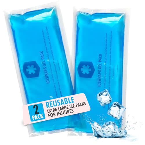 ICEWRAPS 6"x12" Flexible Gel Reusable Ice Packs for Injuries, After Surgery and Pain Relief | Neck, Knee, Hip, Back and Shoulder | Hot Cold Compress Swelling | 2 in a Pack, Blue